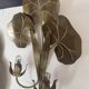 Golden brass wall lamp water lily 2 lights Hollywood Regency — 1970s
