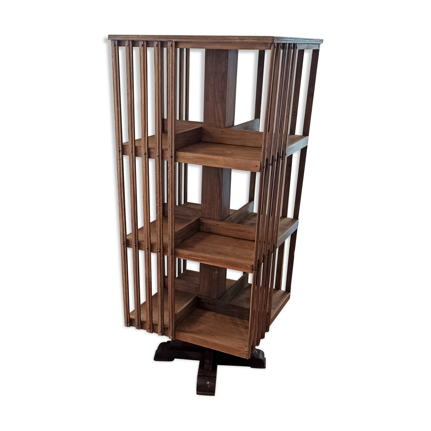 Massive teak revolving library 30s