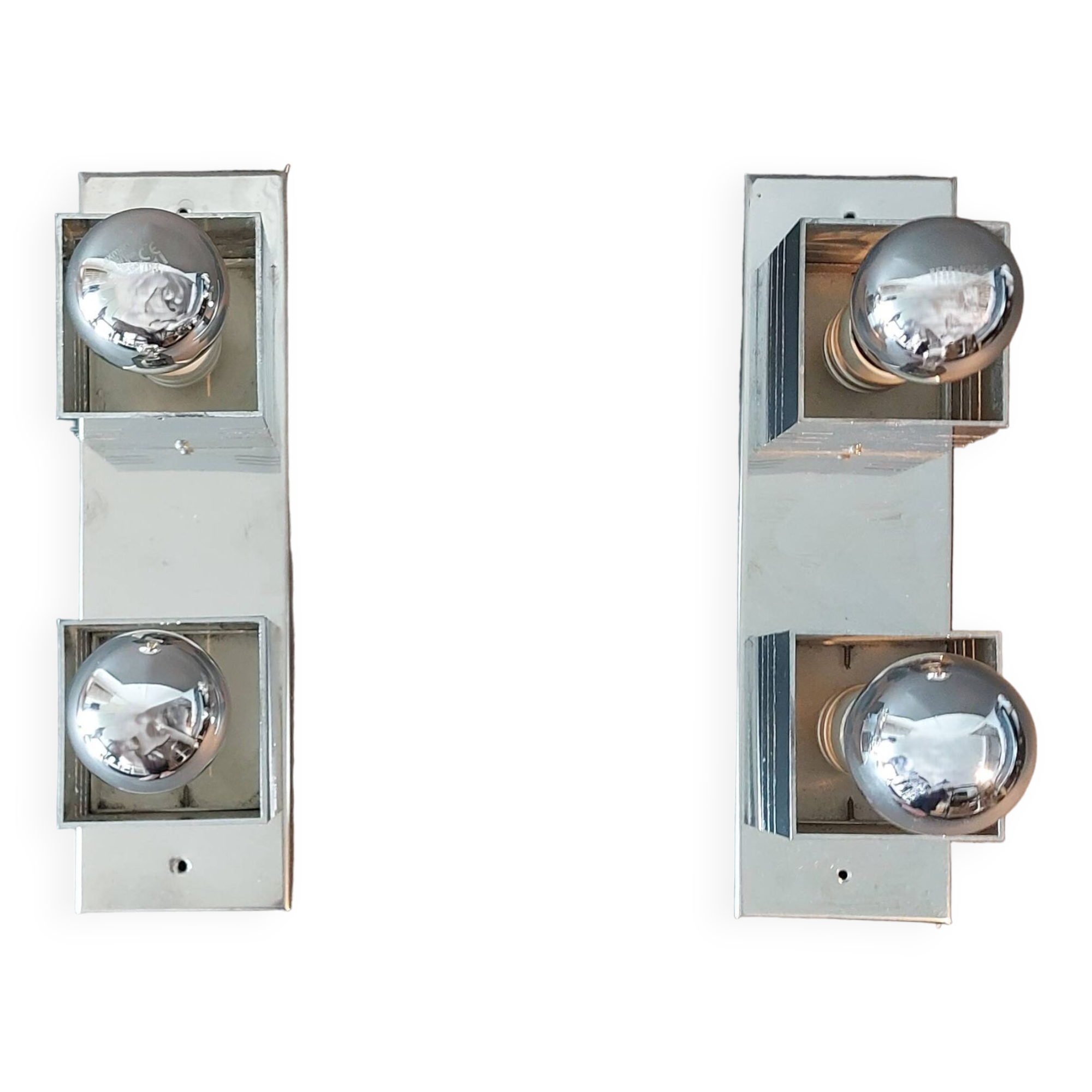 Pair of Spage Age 1970 chrome wall lights.