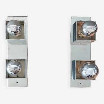 Pair of Spage Age 1970 chrome wall lights.