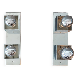 Pair of Spage Age 1970 chrome wall lights.