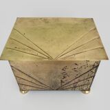 Antique brass coal box fireplace coal scuttle vintage coal storage box