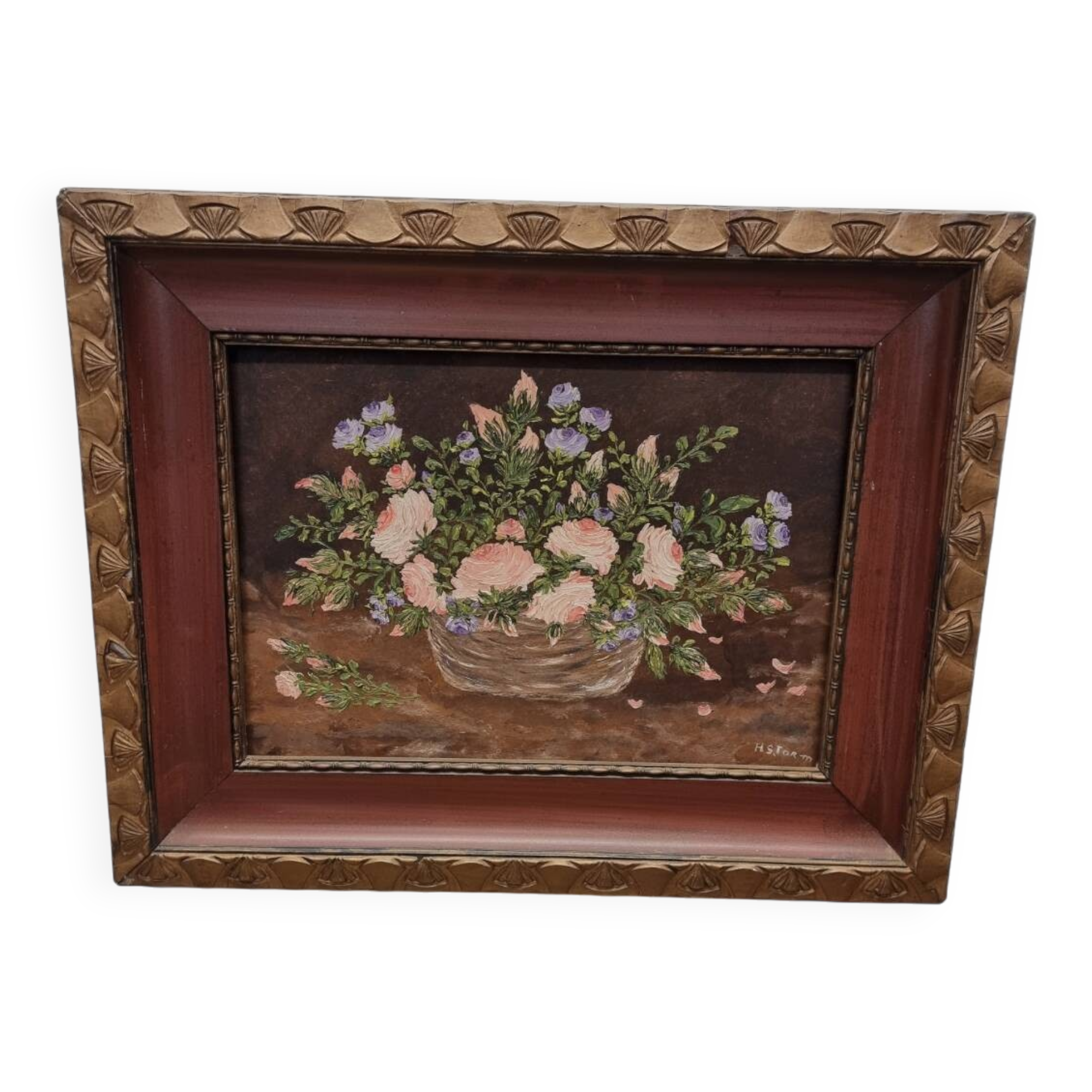 Vintage Oil Painting Flowers H. Storm, 1970s