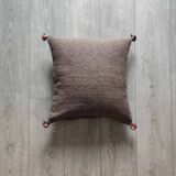 Moroccan brown cushion with cotton pompom