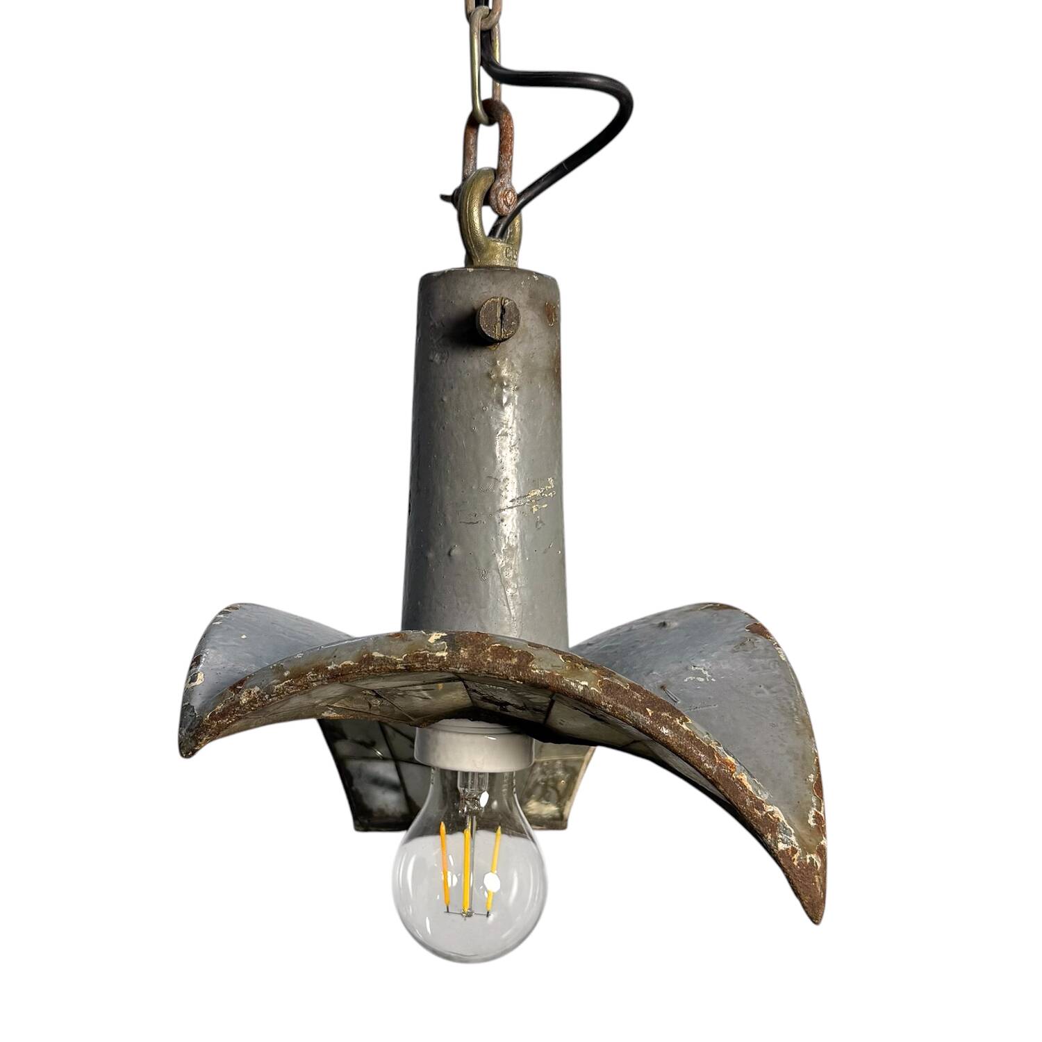 Nr. 2 Vintage industrial mirrored pendant light by Esla