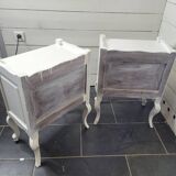 Pair of white patinated Louis XV style bedside tables