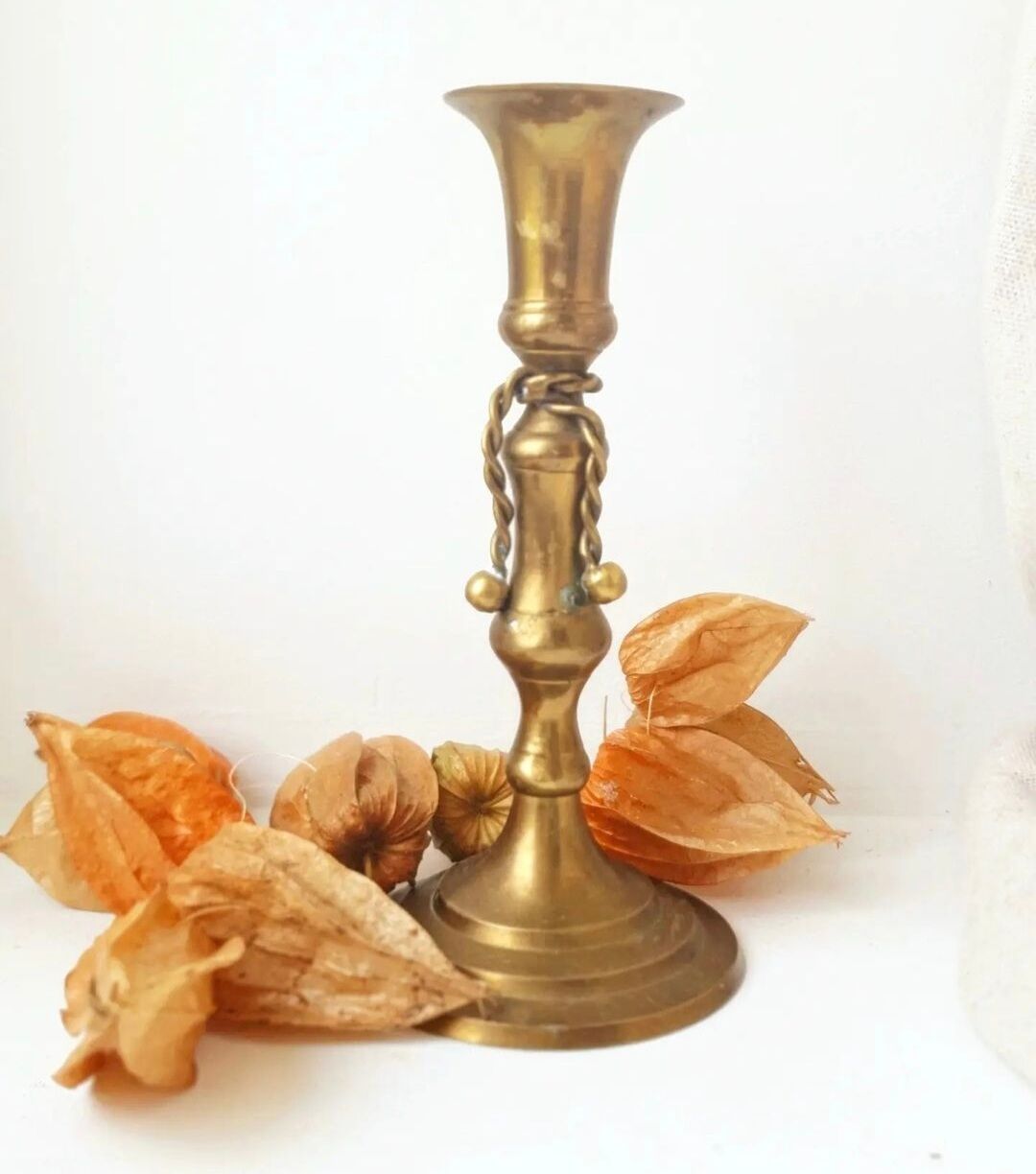 Pair of brass candle holders