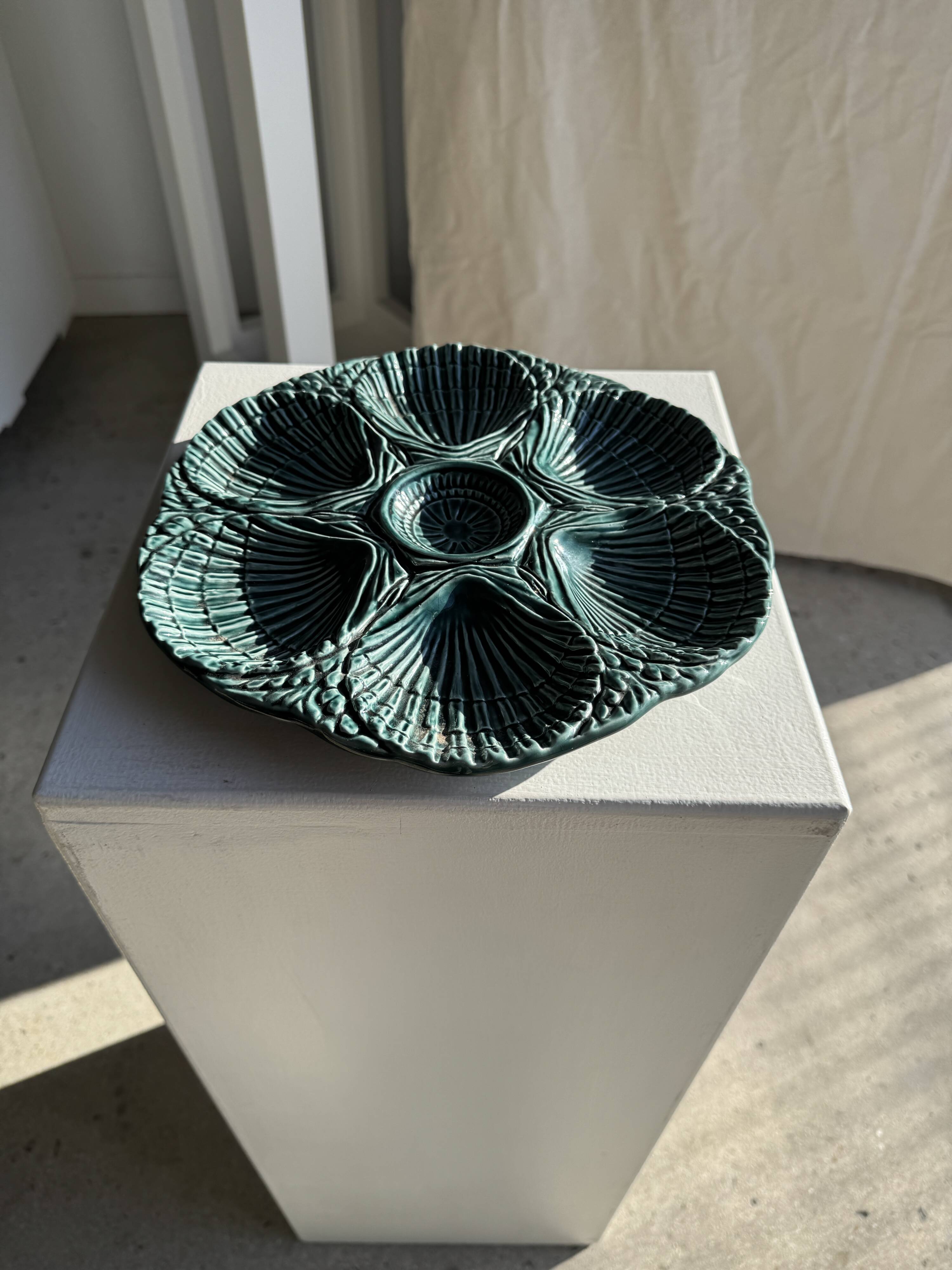 Plat à compartiment coquillages turquoise D28