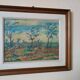 Peinture à l'huile sur panneau paysage campagne prairie fleurie signée