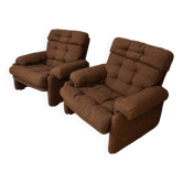 Paire de fauteuils années 70 en tissu mod. Coronado conçoit Afra et Tobia Scarpa