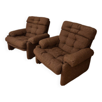 Paire de fauteuils années 70 en tissu mod. Coronado conçoit Afra et Tobia Scarpa