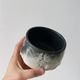 Small bowl or flower pot cover in black and white ceramic, signed, very decorative in excellent condition