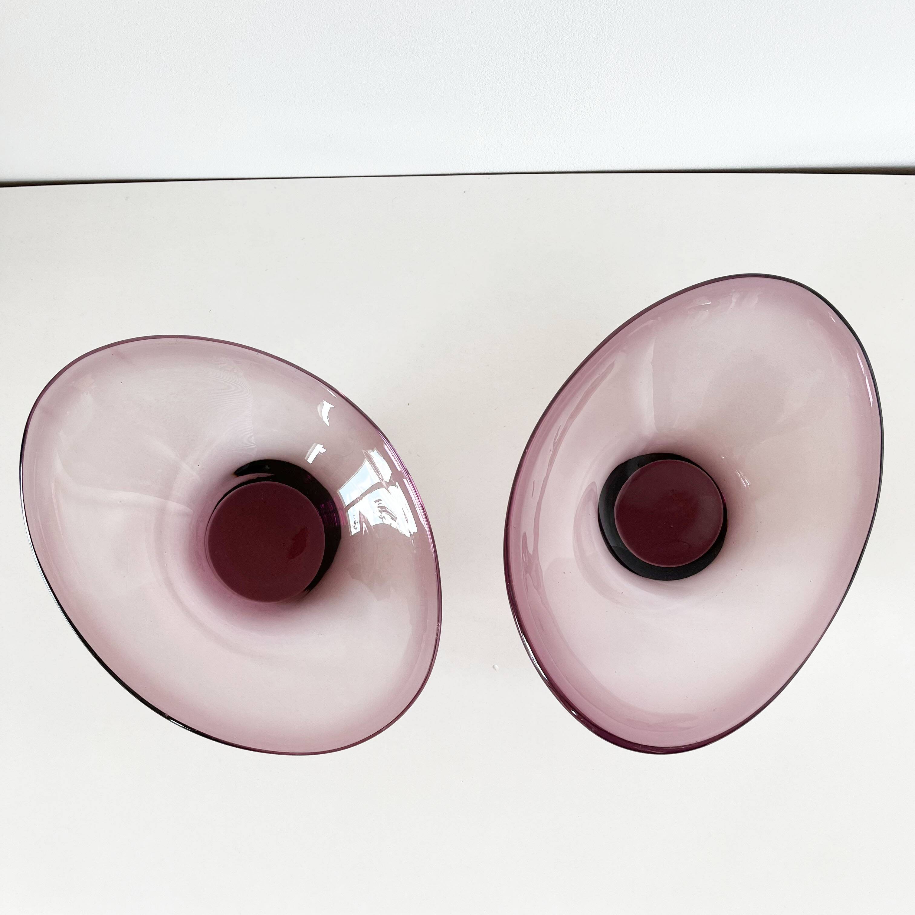 Pair of purple glass empty pockets 1960