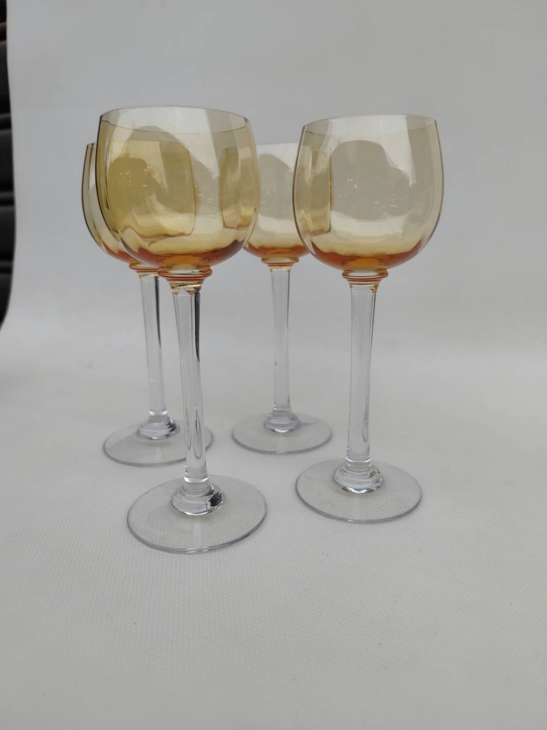 4 amber crystal glasses, first half of the 20th century.