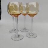 4 amber crystal glasses, first half of the 20th century.