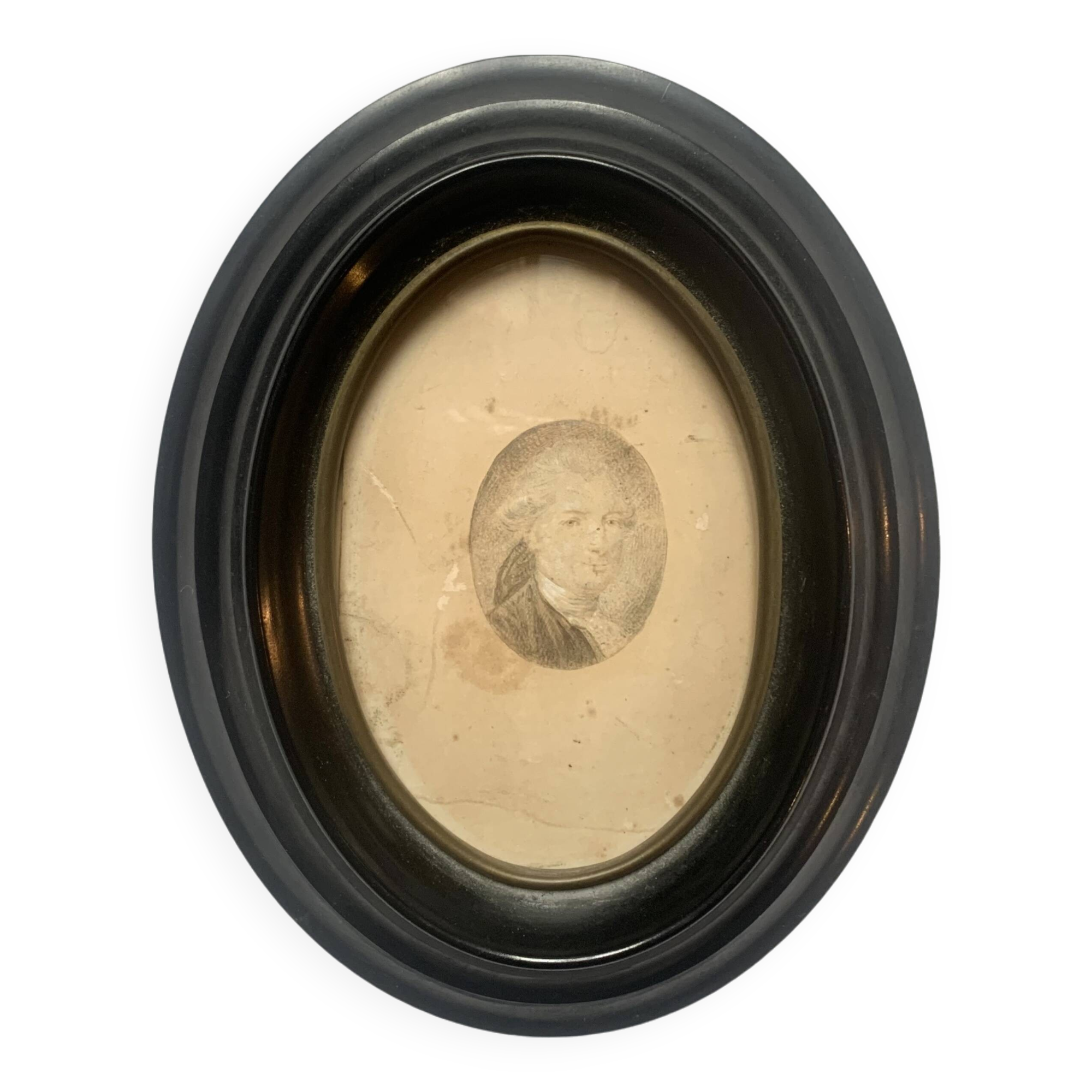 Small miniature portrait from the end of the 18th century in pencil