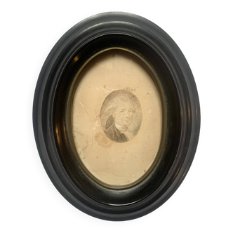 Small miniature portrait from the end of the 18th century in pencil