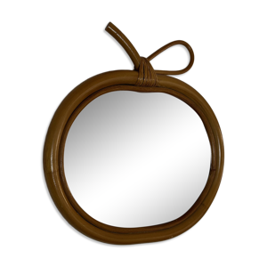 Miroir vintage 1960 pomme - osier bambou