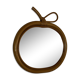 Miroir vintage 1960 pomme rotin osier bambou - 32 x 33 cm