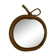 Miroir vintage 1960 pomme rotin osier bambou - 32 x 33 cm