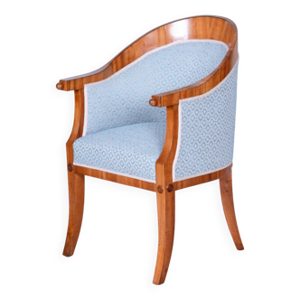 Fauteuil Biedermeier restauré, cerisier, chêne, Autriche-Vienne, années 1820