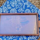 Vintage tray with vine leaf and bunch of grapes pattern