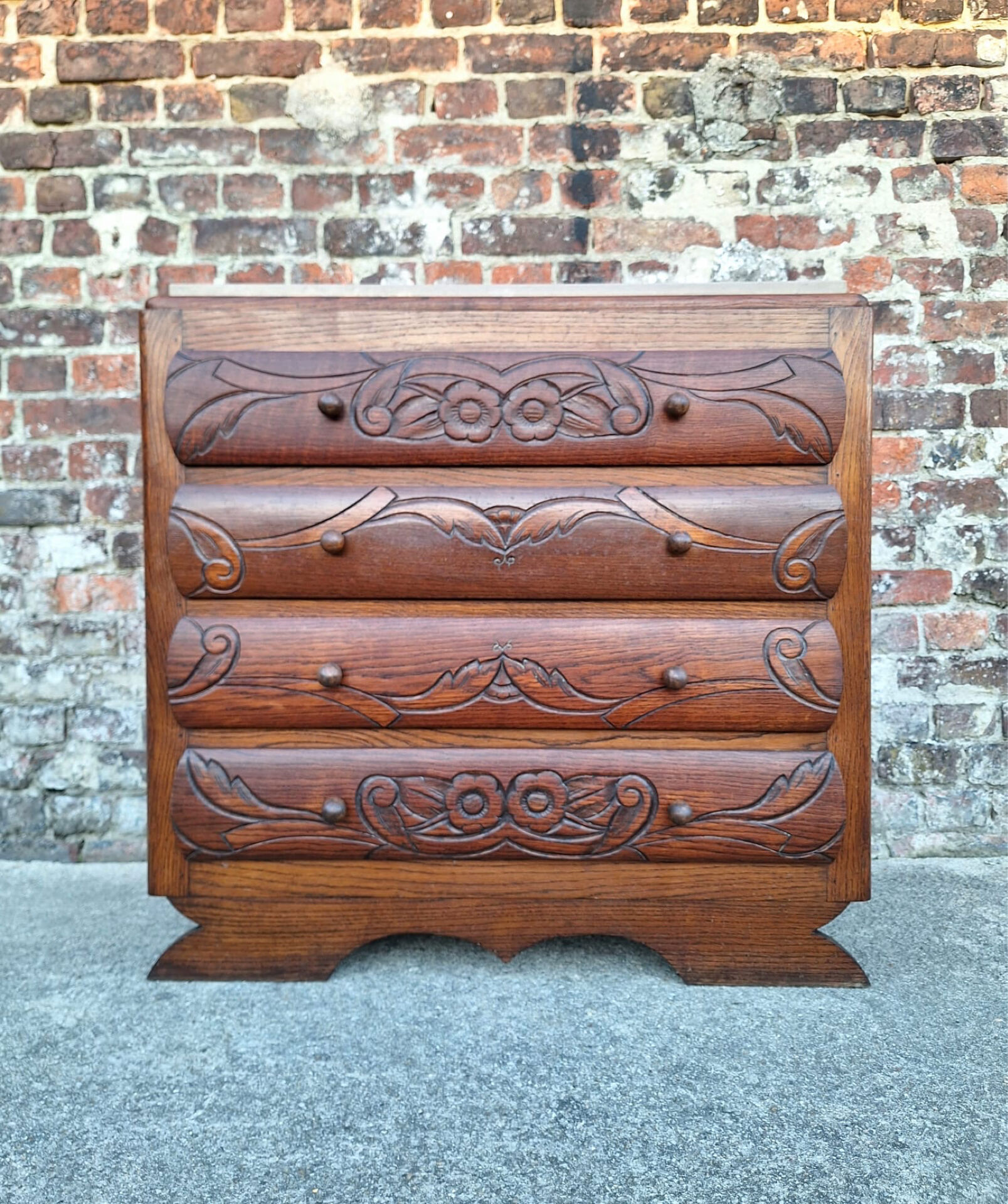 Art Deco commode, vintage antique piece with marble top.