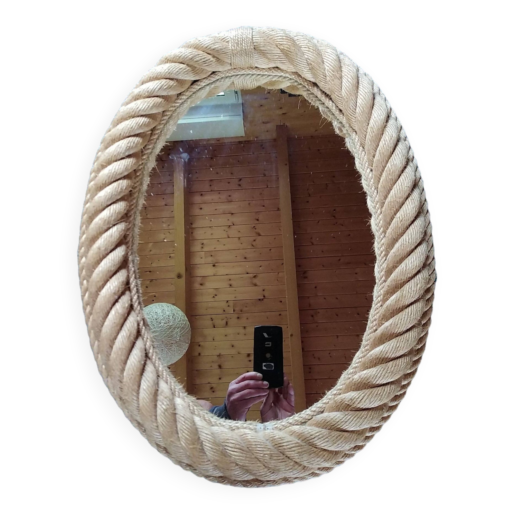 Vintage oval rope mirror. 65 x 50 cm.