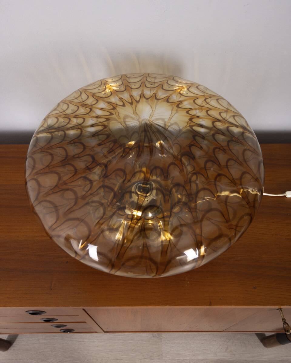 Vintage 1970s amber murano glass table lamp, italian design