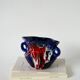 Ceramic vase / fat lava red, blue and white, 1970