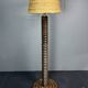 Midcentury brutalist chunky wood turned floor lamp, Charles Dudouyt style.