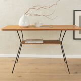 1950s Coffee Table with Raffia Shelf
