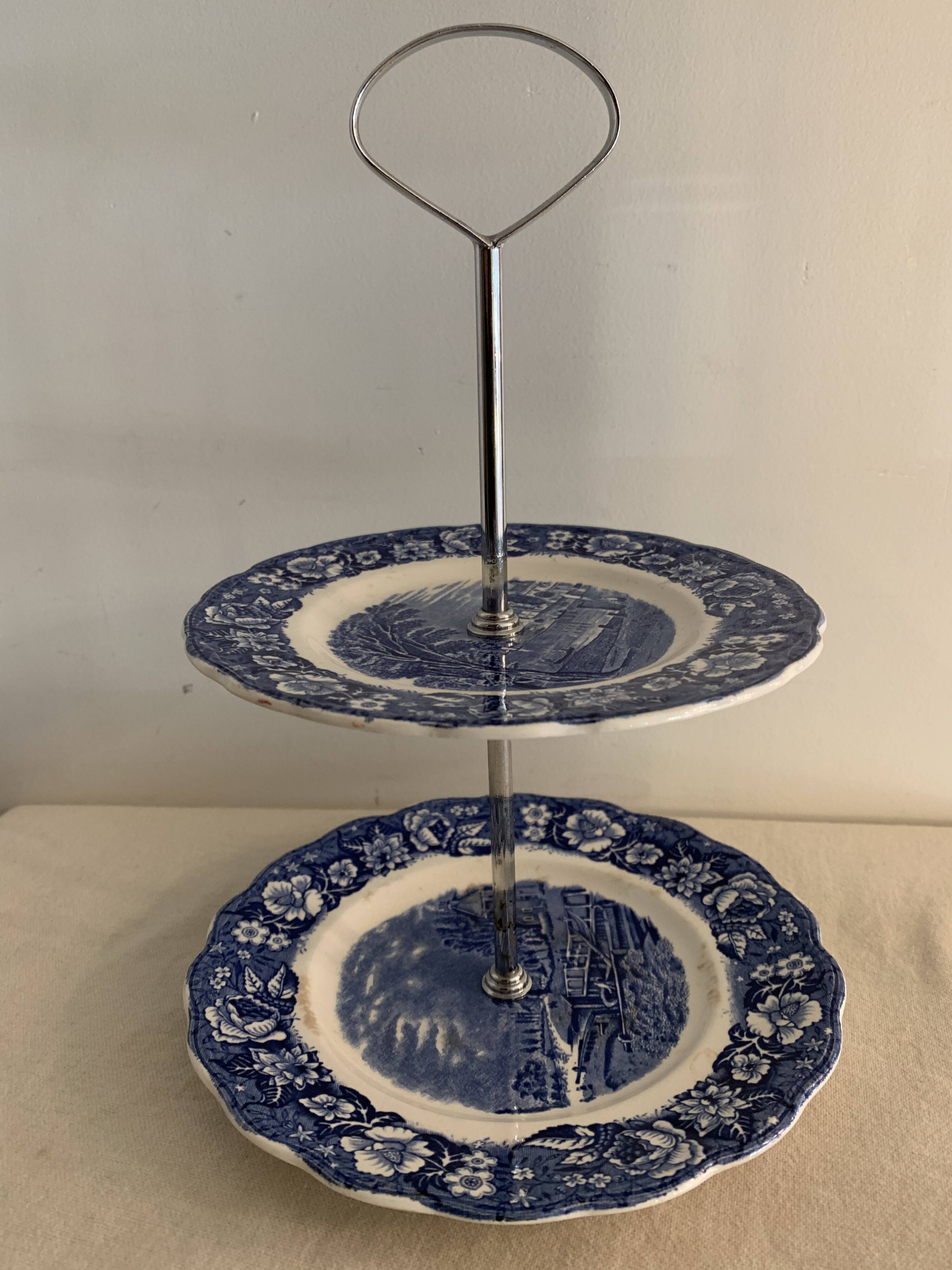 Blue and white porcelain servant or display Palissy Pottery Staffordshire England 1960