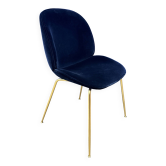 Beetle dining chair Blue / Brass - Gubi