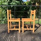 Solid beech chair by André Sornay
