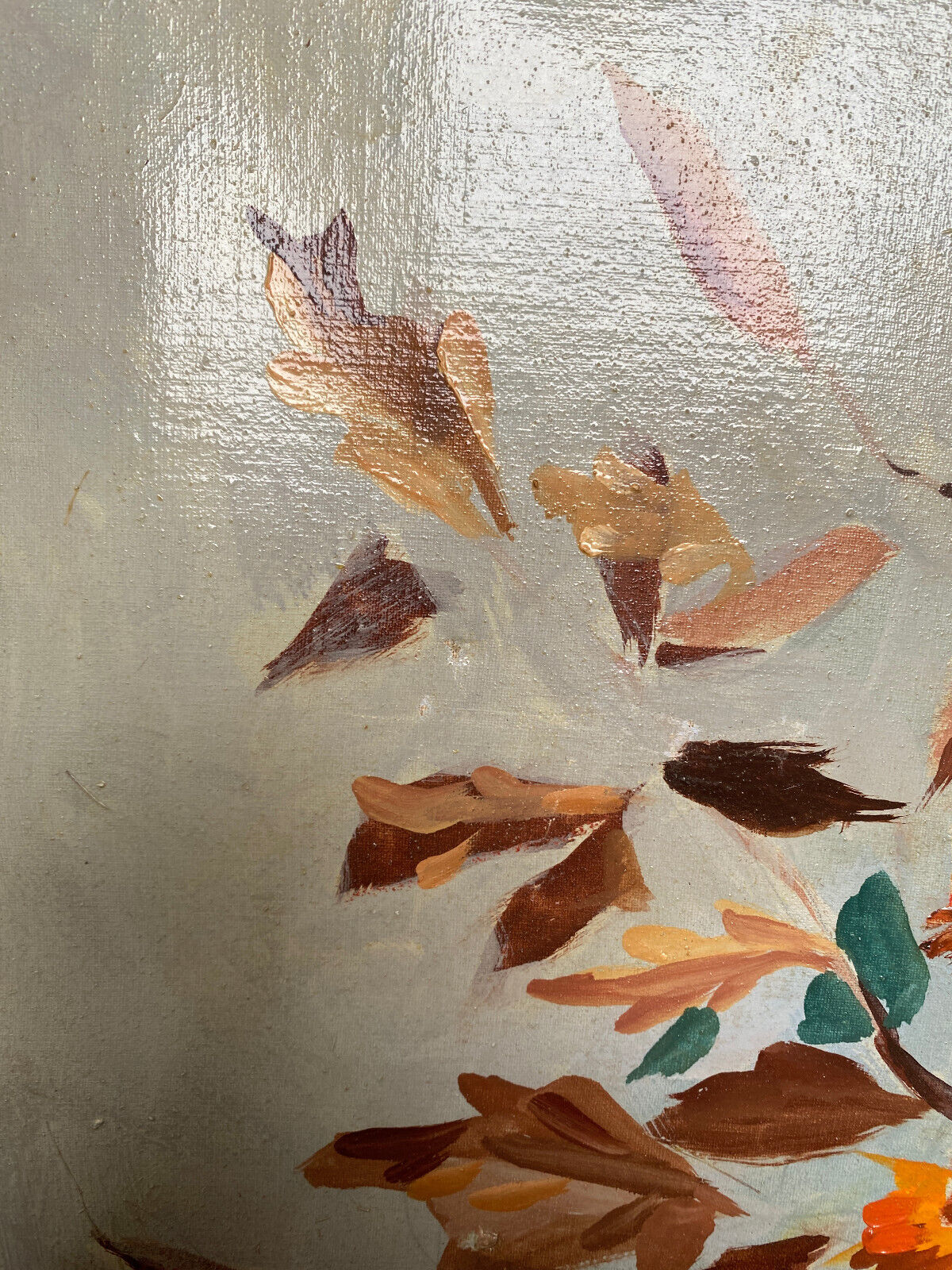 Painting "Flowers in vase" signed M. Saulo, circa 1950 frame