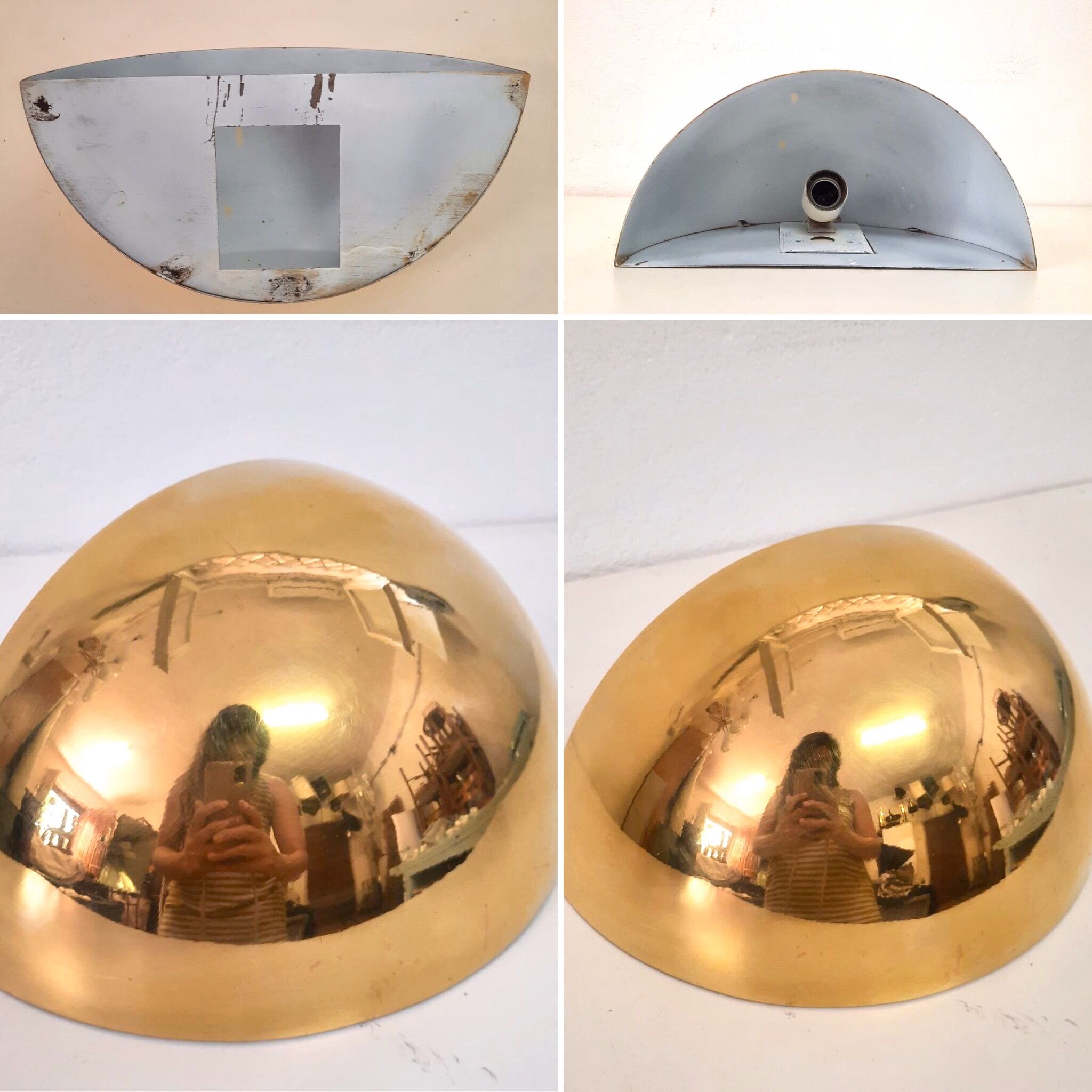 8 half moon sconces, Hollywood regency, brass, 60/70