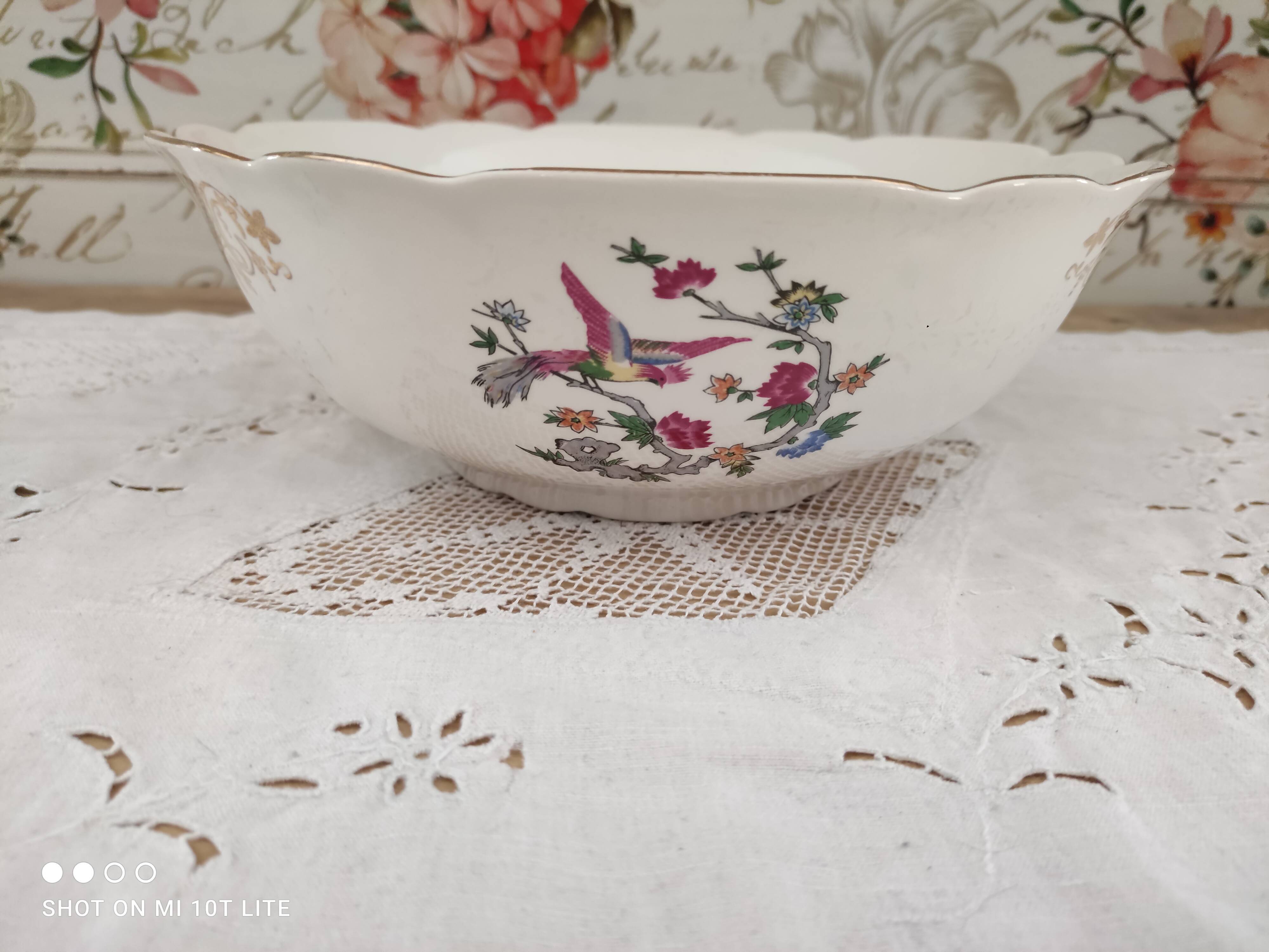 K&G Lunéville Badonviller earthenware bowl Bird-Lyre pattern