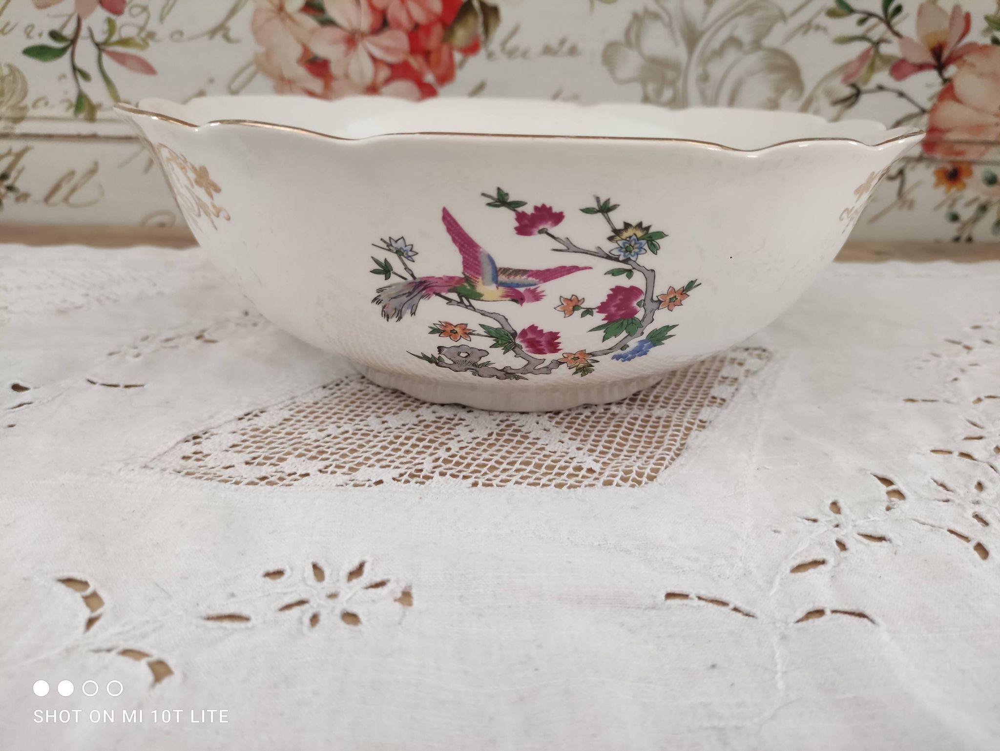 Saladier en faïence k&g lunéville badonviller motif oiseau-lyre