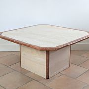 Travertine and marble coffee table