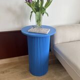 round and fluted side table in blue