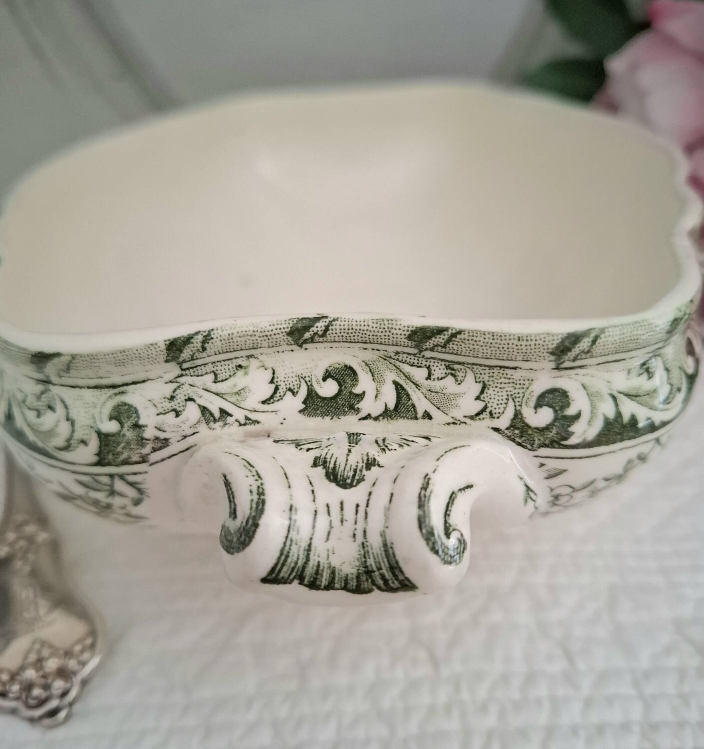 Antique earthenware vegetable or soup tureen in iron earthenware