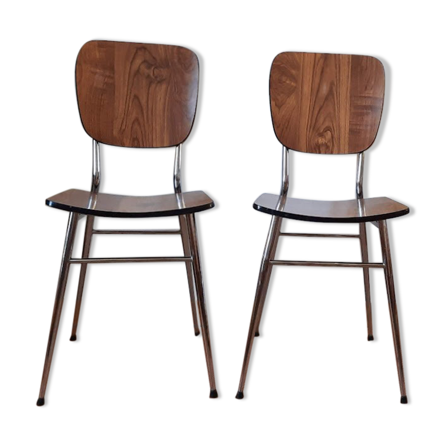 Set of 2 chairs formica walnut