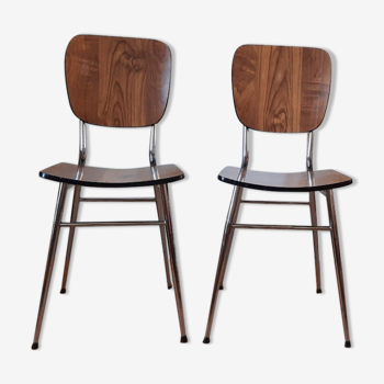 Set of 2 chairs formica walnut