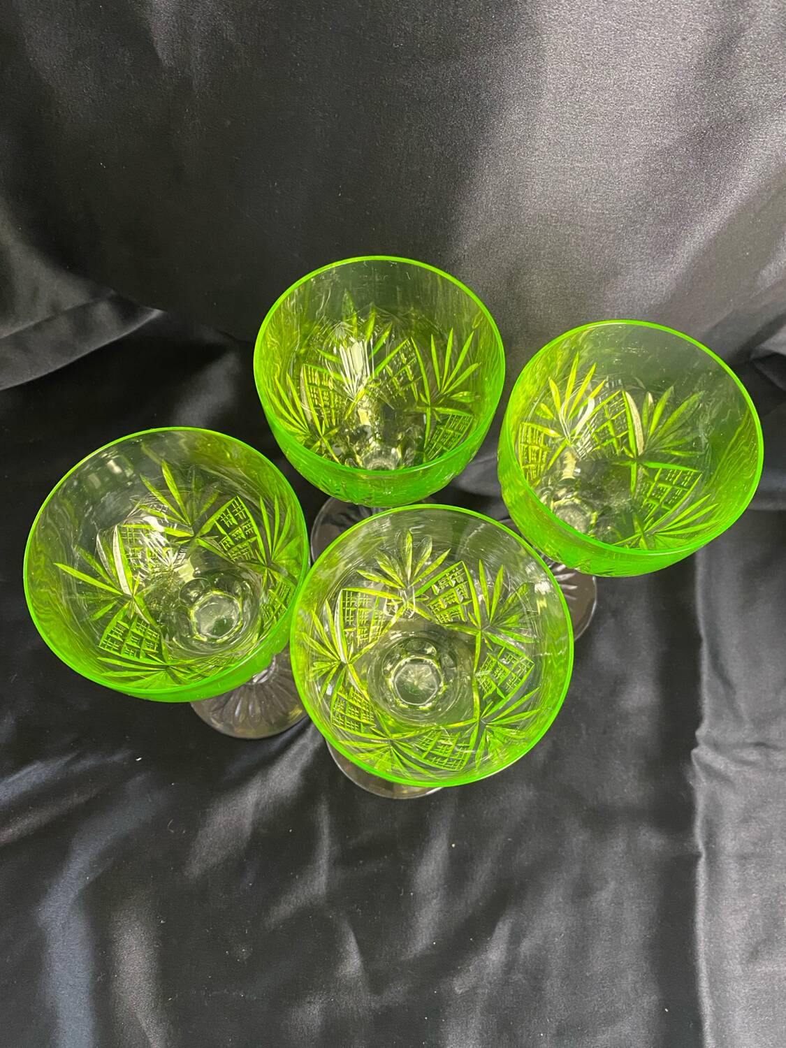 Set of 4 cut crystal white wine glasses