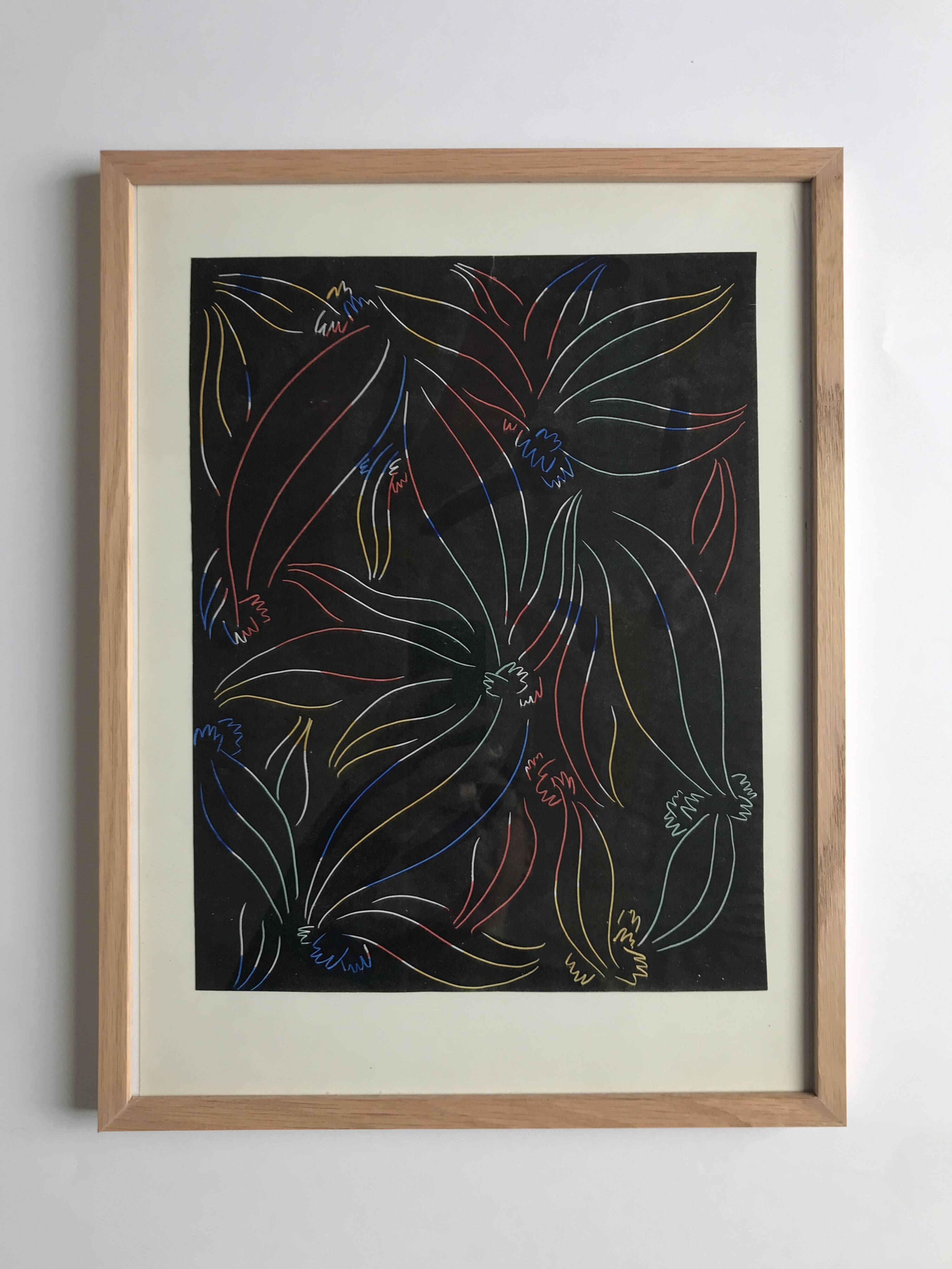 Elie Dayan, Untitled (Floral Pattern 1). Mixed media on paper.