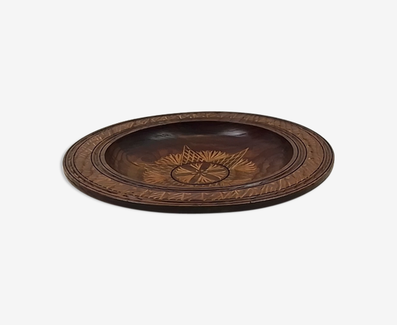 Plat en bois sculpté diamètre 35.5cm