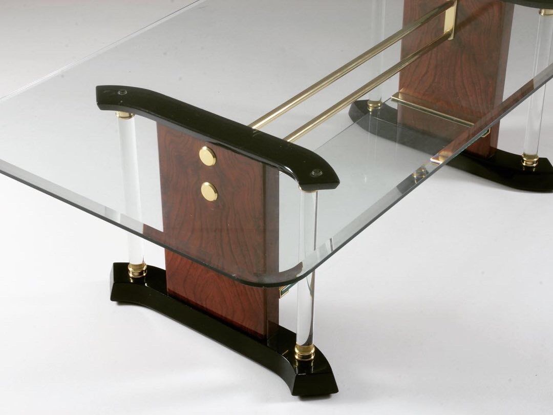 Brass and glass coffee table, 1970s