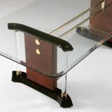 Table basse laiton et verre, 1970s