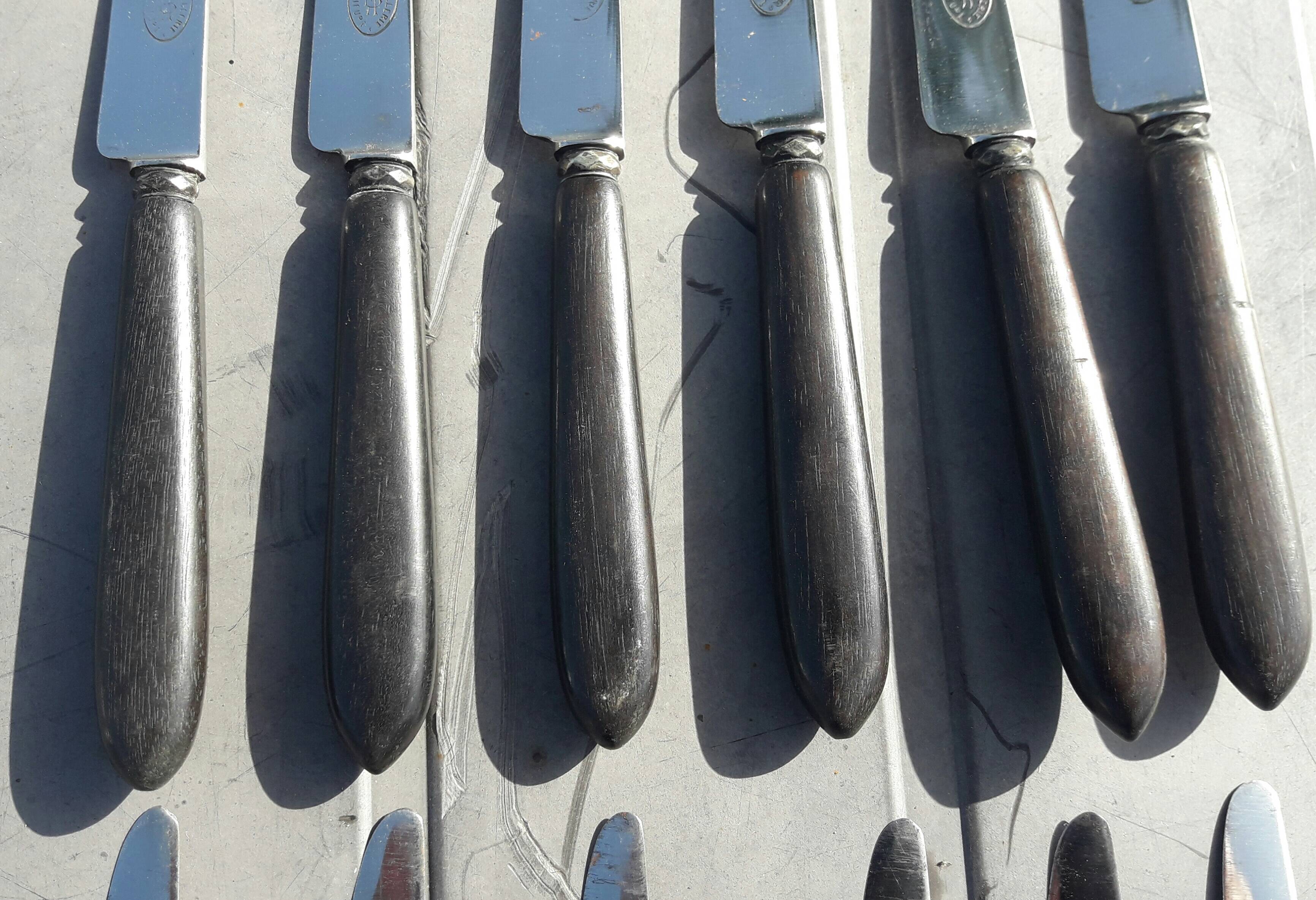 Set of 12 fruit knives with ebony handles coutellerie supérieure